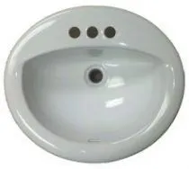 17"x20" White China Lavatory Sink, Oval