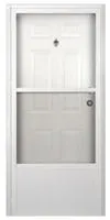 Six Panel Steel Combo Exterior Door with Knocker/Viewer & Self Storing Storm Door