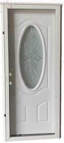 Mobile Home Door, Size 34x76 Kinro Series 7660 Full Oval Window House Type  Steel Door with all Glass Storm