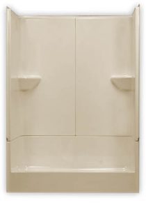 Bone 54"x 28" Fiberglass 3 Piece Shower