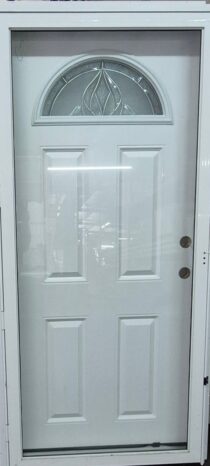 Six Panel Steel Combo Door With Sunburst Window & Full View Storm Door